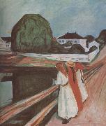 Edvard Munch Girl on the bridge oil painting